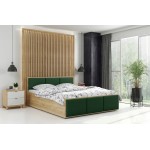 Čalúnená posteľ PANAMA XT 140x200cm výklopná remeselný dub - smaragdová